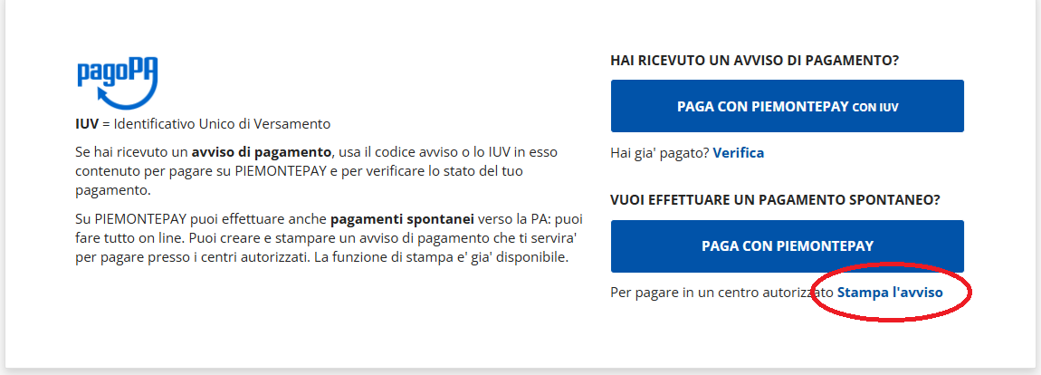 Istruzioni per pagamento sanzioni 2.1 - Cliccare su STAMPA L’AVVISO