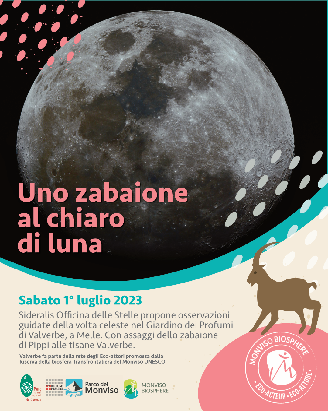 Un'immagine della luna impaginata in una locandina in cui si leggono elementi di testo riportati nell'articolo