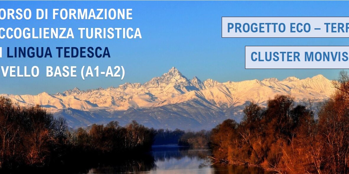 Sullo sfondo il Monviso innevato, in primo piano il fiume Po con le sponde ricoperte da alberi rossastri