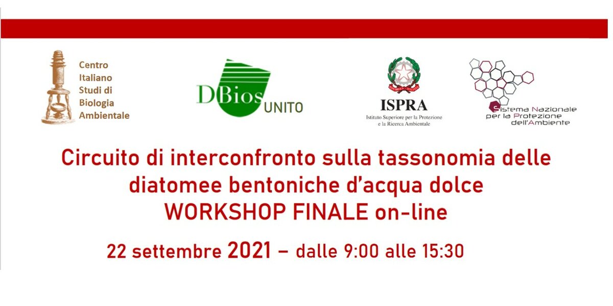intestazione della locandina del workshop finale dell'interconfronto sulle diatomee