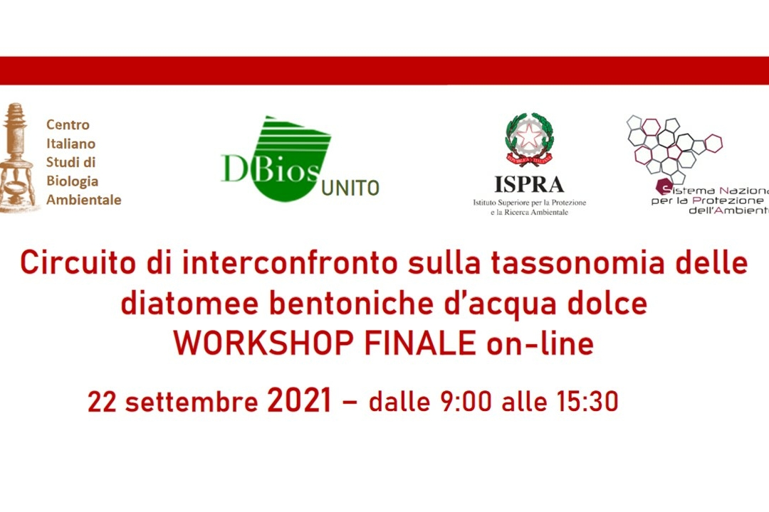 intestazione della locandina del workshop finale dell'interconfronto sulle diatomee