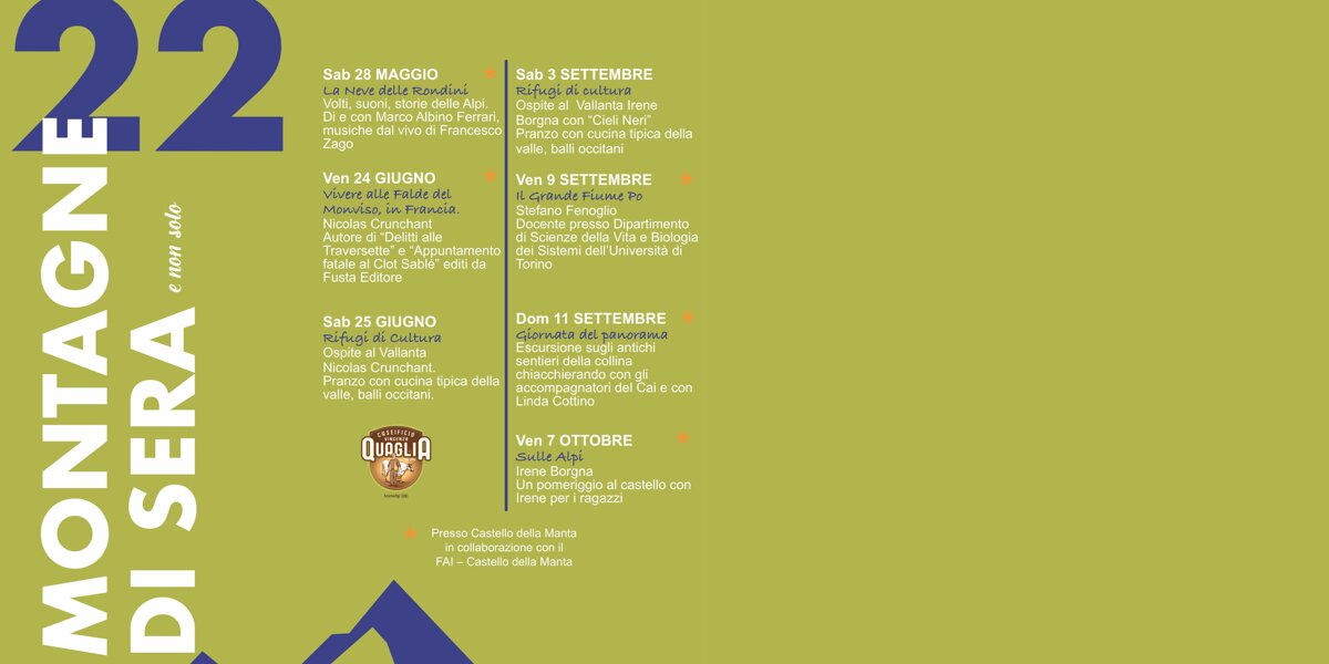 locandina degli eventi di Montagne di Sera 2022
