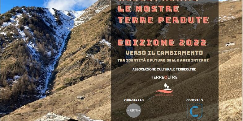locandina del festival con una immagine montana sullo sfondo con baita in primo piano e montagna lievemente innevata