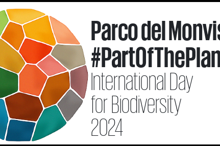 Logo ufficiale della Giornata mondiale della Biodiversità 2024, con l'aggiunta del nome Parco del Monviso