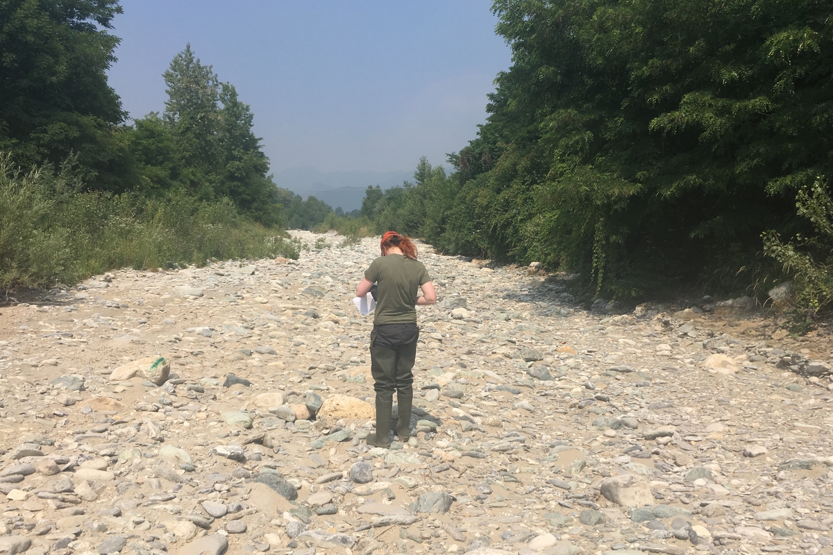 Field data collectio in the Grana River during summer of 2017.
