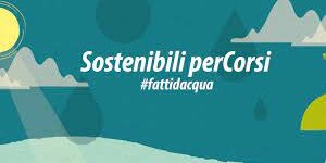 Image of the Sostenibili PerCorsi project logo, with a blue background and the text Sostenibili PerCorsi #fattidacqua in white.