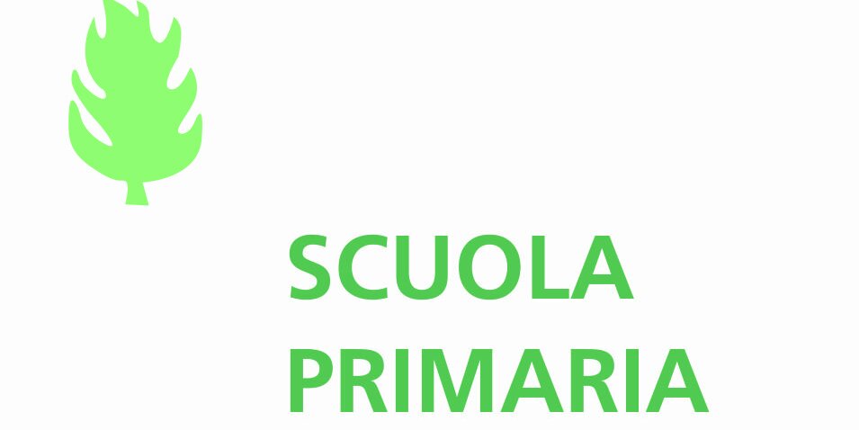 scritta verde scuola primaria, in alto a sinistra un albero stilizzato verde