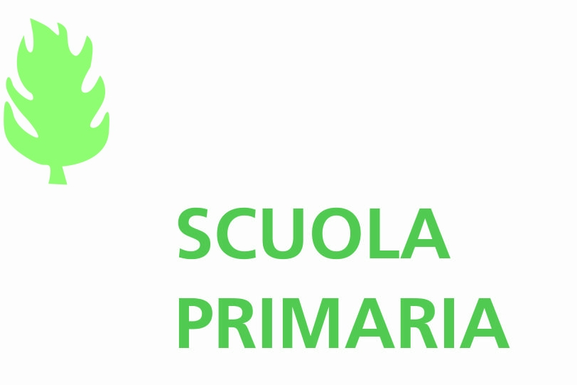 scritta verde scuola primaria, in alto a sinistra un albero stilizzato verde