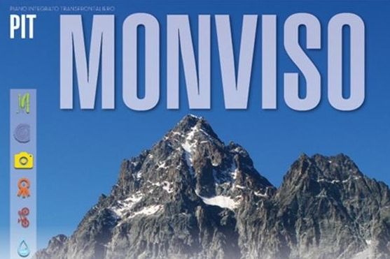 il monviso in versione estiva con la scritta Pit Monviso